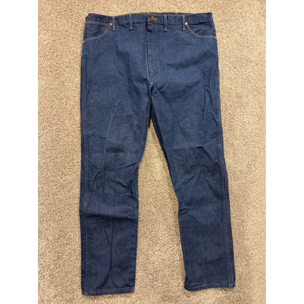 Wrangler Mens Dark Wash Denim Jeans 46x34 Straight Leg Classic Fit‎ Cotton